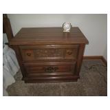 Vintage carved wood 2-drawer night ...