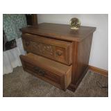 Vintage carved wood 2-drawer night ...