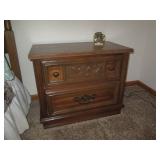 Vintage carved wood 2-drawer night ...