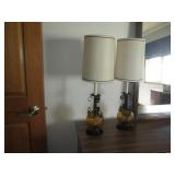 Vintage Metal and Amber glass table...