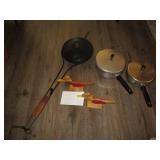 Vintage Pans with Lids, wood bird r...