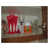 Cupboard filled with Corningwares, ...