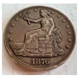 1876 Trade Dollar Silver Coin - Extra Fine 1876 Trade Dollar Silver Coin - Extra Fine