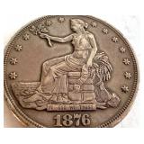 1876 Trade Dollar Silver Coin - Extra Fine 1876 Trade Dollar Silver Coin - Extra Fine
