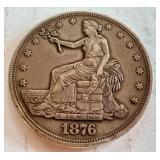 1876 Trade Dollar Silver Coin - Extra Fine 1876 Trade Dollar Silver Coin - Extra Fine