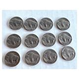 Lot of 12 Circulated Buffalo Nickels Mixed Dates Lot of 12 Circulated Buffalo Nickels Mixed Dates