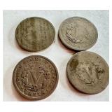 Set of 4 Liberty Head V Nickels 1887, 1889, 1906, 1912 Set of 4 Liberty Head V Nickels 1887, 1889, 1906, 1912