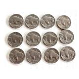 Set of 12 Vintage Buffalo Nickels Various Dates Set of 12 Vintage Buffalo Nickels Various Dates