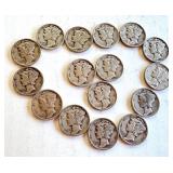 Set of 16 Circulated Mercury Dimes Assorted Dates Set of 16 Circulated Mercury Dimes Assorted Dates