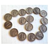 Set of 16 Circulated Mercury Dimes Assorted Dates Set of 16 Circulated Mercury Dimes Assorted Dates