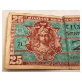2 Assorted Series 521 US Military Payment Certificates 25 and 10 Cents 2 Assorted Series 521 US Military Payment Certificates 25 and 10 Cents