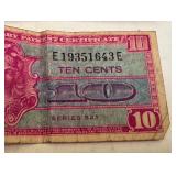 2 Assorted Series 521 US Military Payment Certificates 25 and 10 Cents 2 Assorted Series 521 US Military Payment Certificates 25 and 10 Cents