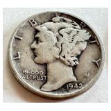Set of 6 Mercury Dimes 1939-1944 US Silver Coins Set of 6 Mercury Dimes 1939-1944 US Silver Coins