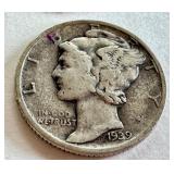 Set of 6 Mercury Dimes 1939-1944 US Silver Coins Set of 6 Mercury Dimes 1939-1944 US Silver Coins