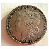 1884 Morgan Silver Dollar Coin in Very Good Condition 1884 Morgan Silver Dollar Coin in Very Good Condition