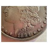 1884 Morgan Silver Dollar Coin in Very Good Condition 1884 Morgan Silver Dollar Coin in Very Good Condition