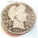 Lot of 4 Barber Quarters 1901, 1908, 1911, 1912 Lot of 4 Barber Quarters 1901, 1908, 1911, 1912