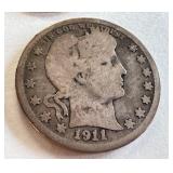 Lot of 4 Barber Quarters 1901, 1908, 1911, 1912 Lot of 4 Barber Quarters 1901, 1908, 1911, 1912