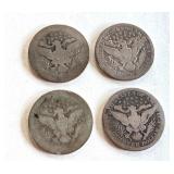 Lot of 4 Barber Quarters 1901, 1908, 1911, 1912 Lot of 4 Barber Quarters 1901, 1908, 1911, 1912