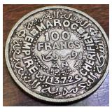 1953 Moroccan 100 Francs Coin, Empire Cherifien 1953 Moroccan 100 Francs Coin, Empire Cherifien