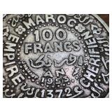 1953 Moroccan 100 Francs Coin, Empire Cherifien 1953 Moroccan 100 Francs Coin, Empire Cherifien