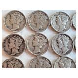 Set of 20 Mercury Silver Dimes 1936-1945 Assorted Dates Set of 20 Mercury Silver Dimes 1936-1945 Assorted Dates