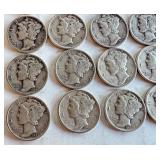 Set of 20 Mercury Silver Dimes 1936-1945 Assorted Dates Set of 20 Mercury Silver Dimes 1936-1945 Assorted Dates