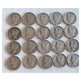 Set of 20 Mercury Silver Dimes 1936-1945 Assorted Dates Set of 20 Mercury Silver Dimes 1936-1945 Assorted Dates