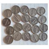 Set of 20 Mercury Silver Dimes 1936-1945 Assorted Dates Set of 20 Mercury Silver Dimes 1936-1945 Assorted Dates