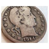 Pair of 1914 Barber Quarter Dollars Pair of 1914 Barber Quarter Dollars