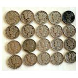 Set of 20 Circulated Mercury Dimes Assorted Dates Set of 20 Circulated Mercury Dimes Assorted Dates
