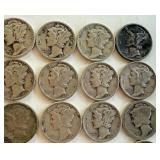 Set of 20 Circulated Mercury Dimes Assorted Dates Set of 20 Circulated Mercury Dimes Assorted Dates