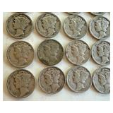 Set of 20 Circulated Mercury Dimes Assorted Dates Set of 20 Circulated Mercury Dimes Assorted Dates