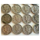 Set of 20 Circulated Mercury Dimes Assorted Dates Set of 20 Circulated Mercury Dimes Assorted Dates