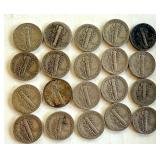 Set of 20 Circulated Mercury Dimes Assorted Dates Set of 20 Circulated Mercury Dimes Assorted Dates