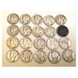 Lot of 20 Circulated Mercury Dimes Mixed Dates Lot of 20 Circulated Mercury Dimes Mixed Dates