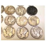 Lot of 20 Circulated Mercury Dimes Mixed Dates Lot of 20 Circulated Mercury Dimes Mixed Dates