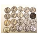 Lot of 20 Circulated Mercury Dimes Mixed Dates Lot of 20 Circulated Mercury Dimes Mixed Dates