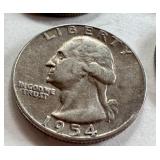 Set of 4 Washington Silver Quarters 1951 1954 1957 1958 Set of 4 Washington Silver Quarters 1951 1954 1957 1958