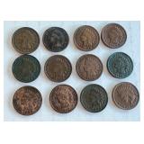 Lot of 12 Indian Head Pennies 1899-1908 Lot of 12 Indian Head Pennies 1899-1908