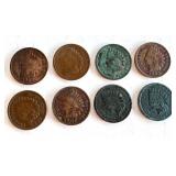 Lot of 8 Circulated Indian Head Pennies 1889-1907 Lot of 8 Circulated Indian Head Pennies 1889-1907