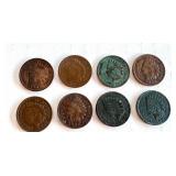 Lot of 8 Circulated Indian Head Pennies 1889-1907 Lot of 8 Circulated Indian Head Pennies 1889-1907