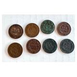 Lot of 8 Circulated Indian Head Pennies 1889-1907 Lot of 8 Circulated Indian Head Pennies 1889-1907