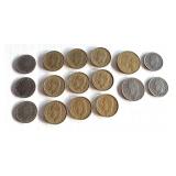 Collection of 16 Spanish Peseta Coins, Juan Carlos I, 1975-1990 Collection of 16 Spanish Peseta Coins, Juan Carlos I, 1975-1990