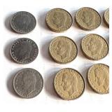 Collection of 16 Spanish Peseta Coins, Juan Carlos I, 1975-1990 Collection of 16 Spanish Peseta Coins, Juan Carlos I, 1975-1990