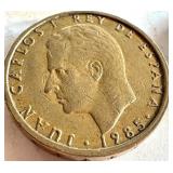 Collection of 16 Spanish Peseta Coins, Juan Carlos I, 1975-1990 Collection of 16 Spanish Peseta Coins, Juan Carlos I, 1975-1990