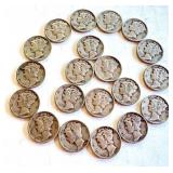 Lot of 20 Circulated Mercury Dimes Assorted Years Lot of 20 Circulated Mercury Dimes Assorted Years