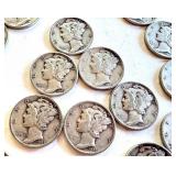 Lot of 20 Circulated Mercury Dimes Assorted Years Lot of 20 Circulated Mercury Dimes Assorted Years