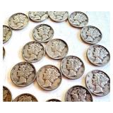 Lot of 20 Circulated Mercury Dimes Assorted Years Lot of 20 Circulated Mercury Dimes Assorted Years