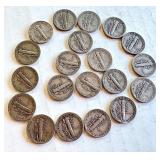 Lot of 20 Circulated Mercury Dimes Assorted Years Lot of 20 Circulated Mercury Dimes Assorted Years